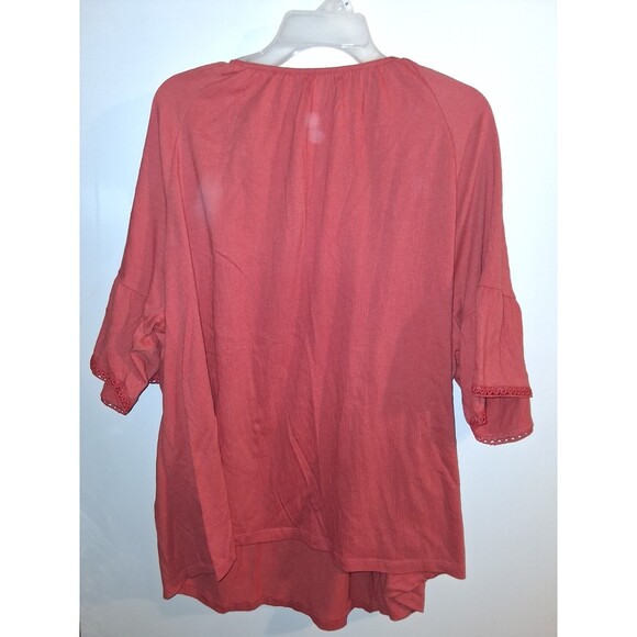SJB Orange Short Sleeve V-neck Blouse Sz 3X - Picture 2 of 2